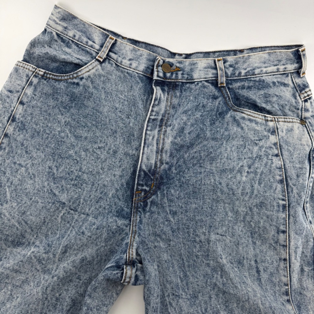 Chic Jeans Women 22W Blue Acid Wash Vintage‎ 80s High Waist Tapered Ankle Bows